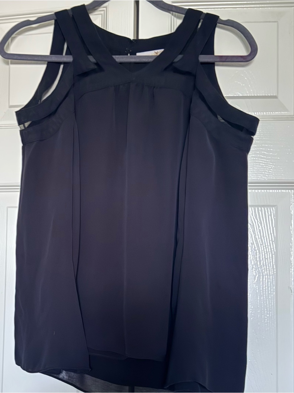 Ramy Brook Size S Black Cold Shoulder Long Sleeve Layered Silk Blouse